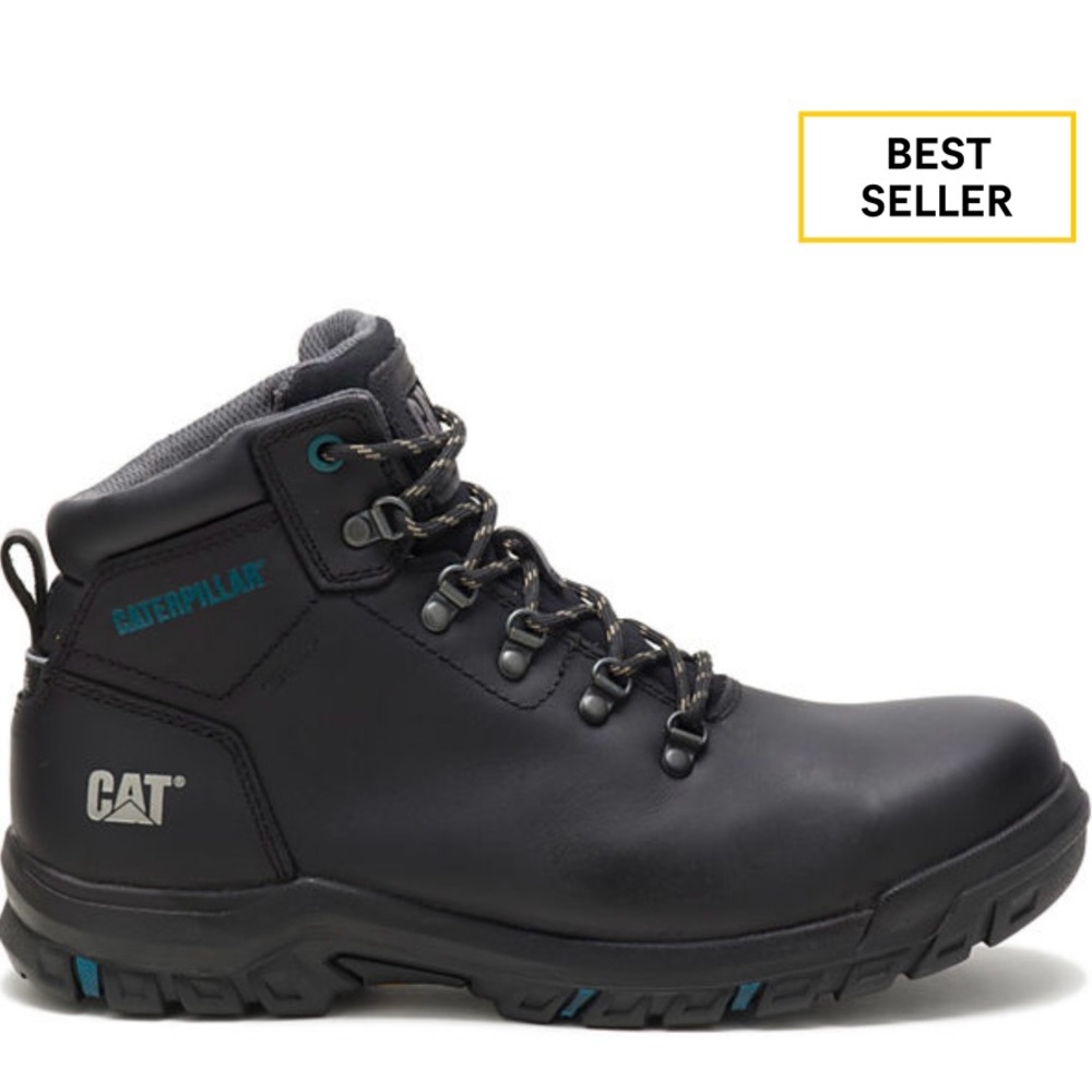 Caterpillar Black Lace Up Steel Toe Waterproof Boots